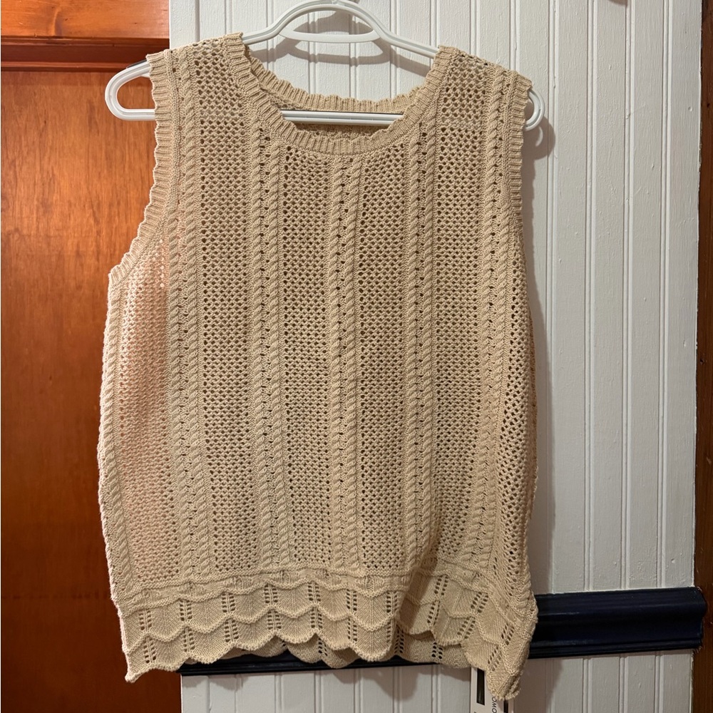 Elegant Beige Knit Tank Top